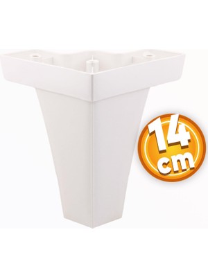 Badem10 Venüs Lüks Mobilya Kanepe Sehpa Tv Ünitesi Koltuk Ayağı 14 cm Beyaz Baza Ayakları