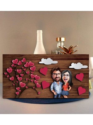 Bk Gift Kişiye Özel Sevgililer Karikatürlü Kabartma Figürlü Ahşap Tablo, Duvar Dekoru,sevgiliye Hediye,ev Dekorasyonu,sevgililer Günü Hediyesi-14