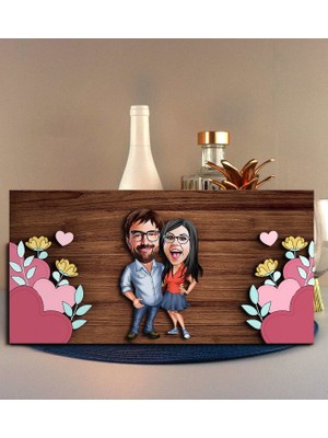 Bk Gift Kişiye Özel Sevgililer Karikatürlü Kabartma Figürlü Ahşap Tablo, Duvar Dekoru,sevgiliye Hediye,ev Dekorasyonu,sevgililer Günü Hediyesi-5