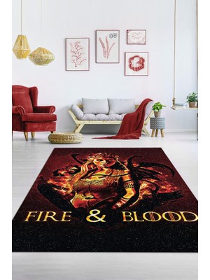 Homshtag Ateş ve Kan Dokuma Tabanlı Yıkanabilir Game Of Thrones Halısı