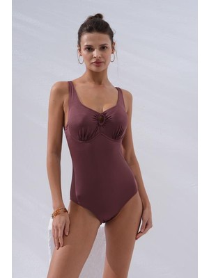 Pierre Cardin Riva Balenli Büyük Beden Mayo Toffee 231129