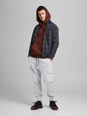 Jack & Jones Lastikli Paça Lastikli Bel Açık Gri-Melanj Erkek Pantolon 12184972