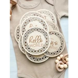 Marwin Craft Bebek Fotoğrafları Için Rattan Temalı Aylık Anı Kartı Diskleri | Bebek Armağanı