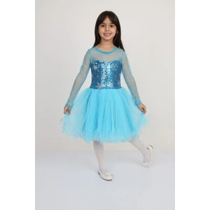 Kız Çocuk Elsa Elbise Hayal Tül Misinalı