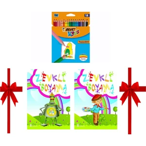 Boyama Seti ( 2 Adet Boyama Kitabı+ Bic 18 Li Kuruboya)
