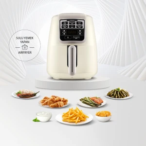 Air Pro Cook XL 2 in 1 Konuşan Airfryer Iconic Beige 4 Kişilik Fritöz