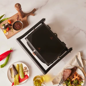 Gastro Grill Glass Premium 2400W Tost ve Izgara Makinesi Mat Siyah