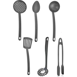 6'lı Yanmaz Yapışmaz Teflon Servis Set 220 Derece Dayanıklı Kepçe Kevgir Spatula Kaşık Çırpıcı Maşa