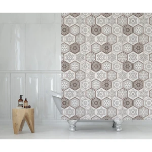 Tropik Home Su Geçirmez Banyo Perdesi Kahve Dantel Desen Duş Perde Yüksek Kalite Küvet Perdesi 180X200CM