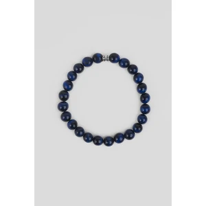 So CHIC Kaplan Gözü Taşlı Gümüş Lacivert Erkek Bileklik