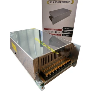 Ata Elektronik 24 Volt ile Çalışan Motor Anfi Amfi Su Pompası Webasto Isıtıcı 24V Şerit LED 24V Bar LED Adaptörü Trafo Tırafo 24 Volt 25 Amper 600W Fanlı Metal Kalın Tip