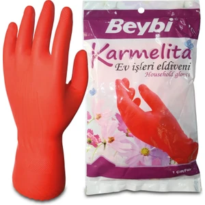 Karmelita 7,5 Numara Bulaşık Eldiveni Gıdaya Uygun, Kaymayı Önleyici, Pütürlü