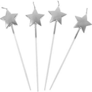 4 Adet Gümüş Yıldız Pasta Mumu Yıldız Doğum Günü Pasta Mumu Gümüş Pasta Mumu Yıldız Mum Silver Candle