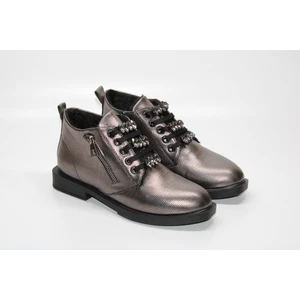 Kauçuk Kaymaz Taban Bağcıklı Fermuarlı Bağcık Taş Detay Kadın Günlük Bilek Boy Bot