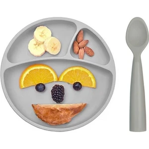 Oioi Vakum Tabanlı Silikon Tabak ve Nam Nam Kaşık 2'li Set