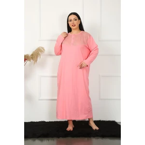 Big Uzun Kol Dantelli Somon Anne Gecelik 1355