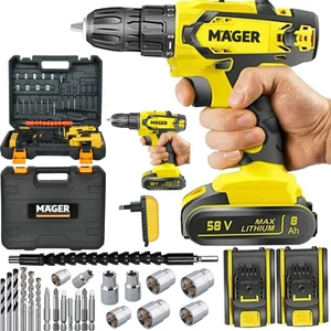 Alman 58 Watt 8 Ah Darbeli  Setli Çift Akülü Çantalı Akülü Vidalama Metal Şanzıman Matkap