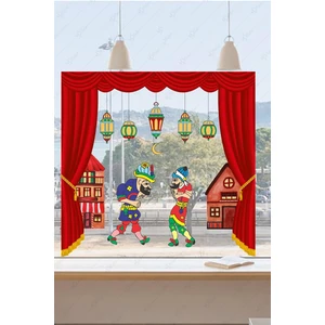 Hacivat ve Karagöz Sahne Gösterisi Ramazan Sticker Seti