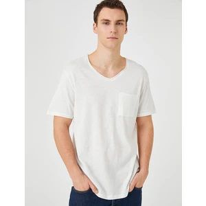 Basic Tişört V Yaka Cep Detaylı Kısa Kollu