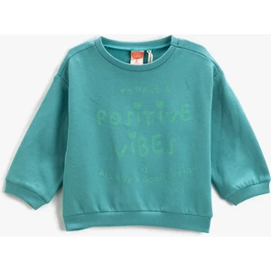 Sweatshirt Baskılı Uzun Kollu Bisiklet Yaka