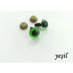 Amigurumi Vidalı Renkli Göz -Yeşil  - 10 mm - 50 Adet (25 Çift) Kilitli Göz