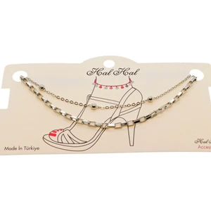 X-lady Accessories Gümüş Renk Top ve Küp Zincir Halhal  - 1822