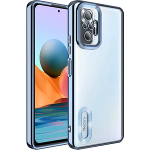 Xiaomi Redmi Note 10 Pro Kılıf Renkli Kenarlı Parlak Logo Açık Şeffaf Omega Silikon