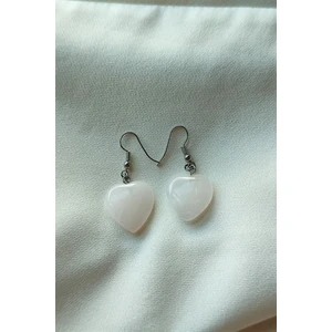 Bade Accessories Pembe Kuvars Kalp Doğaltaş Küpe