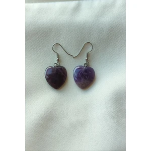 Bade Accessories Ametist Kalp Doğaltaş Küpe