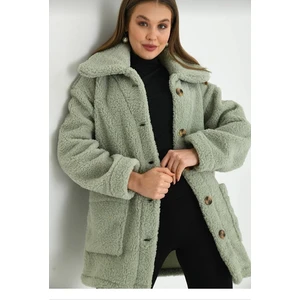Dilan Yazar Oversize Düğmeli Yakalı Peluş Ceket