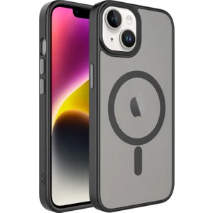 Apple Iphone 14 Plus Kılıf Magesafeli Silikon Kenarlı Buzlu Sert Flet Kapak