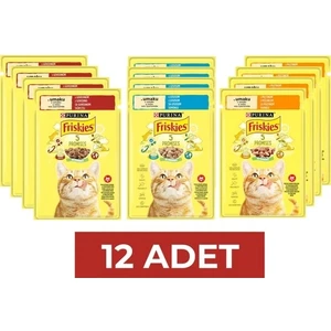 Sığır Etli & Somonlu & Tavuklu Karışık Yaş Kedi Maması 85 gr x 12 Adet
