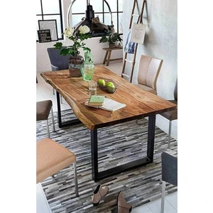 Enjoy Life Ahşap Kütük Yemek Masası Kare Ayak