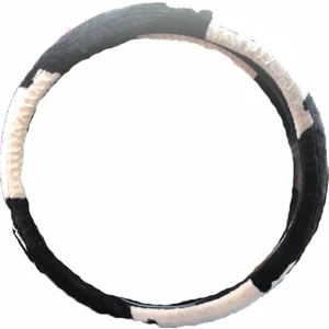 Lastikli Oto Direksiyon Kılıfı Siyah-Beyaz