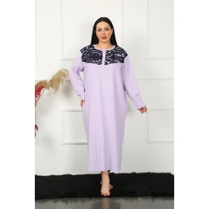 Big Uzun Kol Dantelli Lila Anne Gecelik 1355