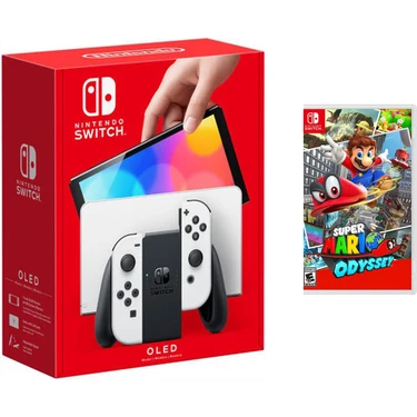 Nintendo Switch OLED Beyaz Yeni Nesil Konsol 64GB + Super Mario Odyssey Oyunlu