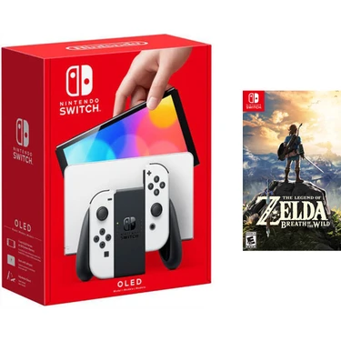 Nintendo Switch OLED Beyaz Yeni Nesil Konsol 64GB + The Legend Of Zelda Breath Of The Wild Oyunlu