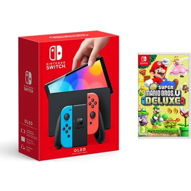 Nintendo Switch OLED Yeni Nesil Konsol 64GB + New Super Mario Bros U Deluxe Oyunlu