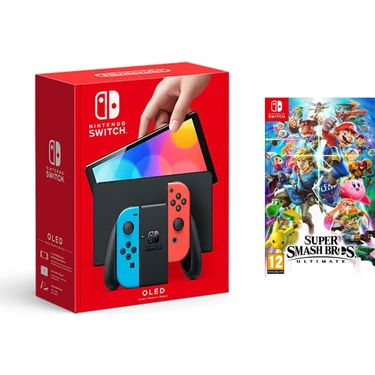 Nintendo Switch OLED Yeni Nesil Konsol 64GB + Super Smash Bros Ultimate Oyunlu