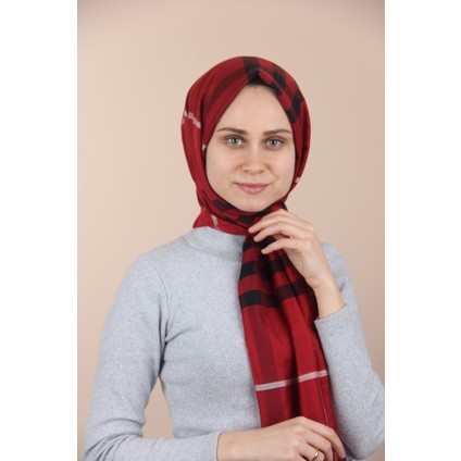 Kadın Kırmızı Ekose Şal