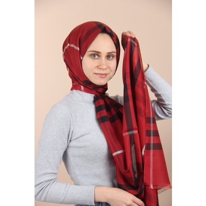Kadın Kırmızı Ekose Şal modelleri