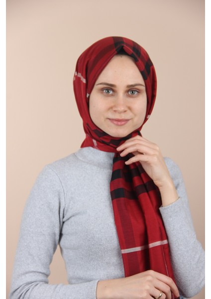 Kadın Kırmızı Ekose Şal