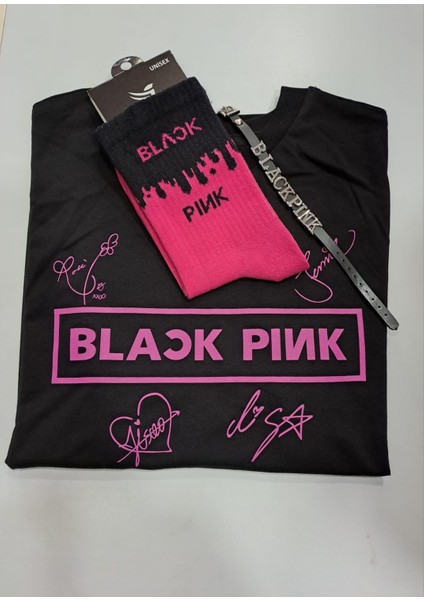 Blackpink Unisex T-Shirt Çorap Bileklik Kombin