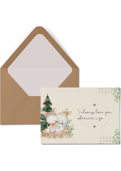 Kartpostal - Tebrik Kartı & Zarf Aşk Sevgi Sevgililer Günü St.valentine