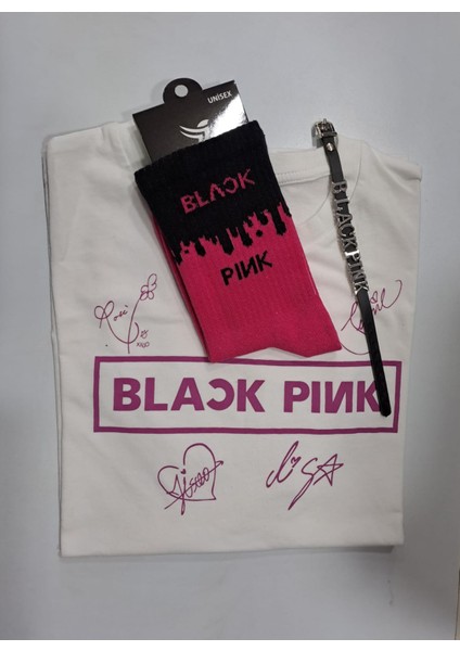 Blackpink Unisex T-Shirt Çorap Bileklik Kombin