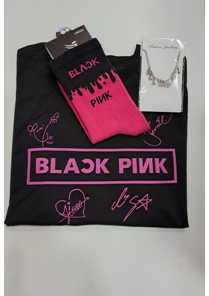 Blackpink Unisex T-Shirt Çorap Kolye Kombin