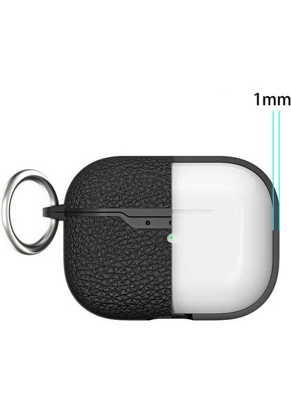 Apple Airpods Pro 2. Nesil Deri Görünüm Darbe Emici Askı Aparatlı Taşınır Şık Silikon Kapak