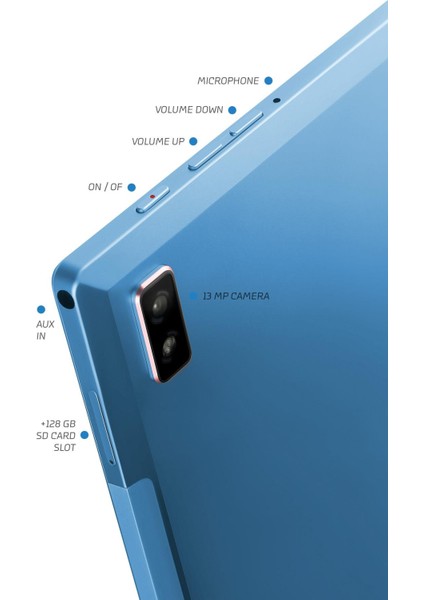 10.1 Inc 4gb Ram 64GB Hafıza 1920*1200 IPS Ekran 8 Çekirdek Işlemcili Quartzlıte Mavi Tablet