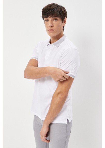 ALTINYILDIZ CLASSICS Erkek Beyaz-beyaz Slim Fit Dar Kesim Polo Yaka Kısa Kollu Basic Tişört indirimleri