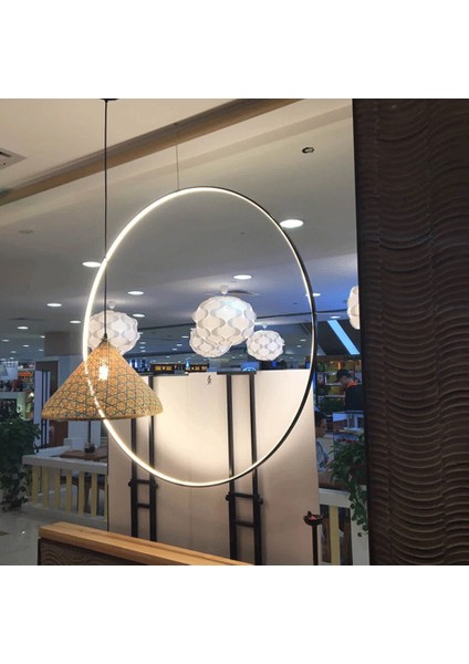/ Butel / Sarkıt Avize / Tekli Çember / 80 cm / Antrasit Gövde / 3 Renk Işık indirimleri